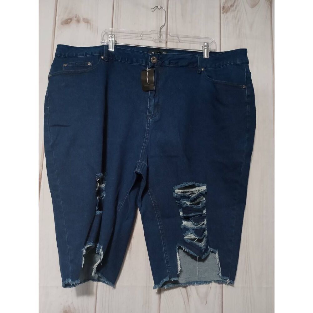 Ashley Stewart Shorts Ladies 24 Denim Distressed Stretch